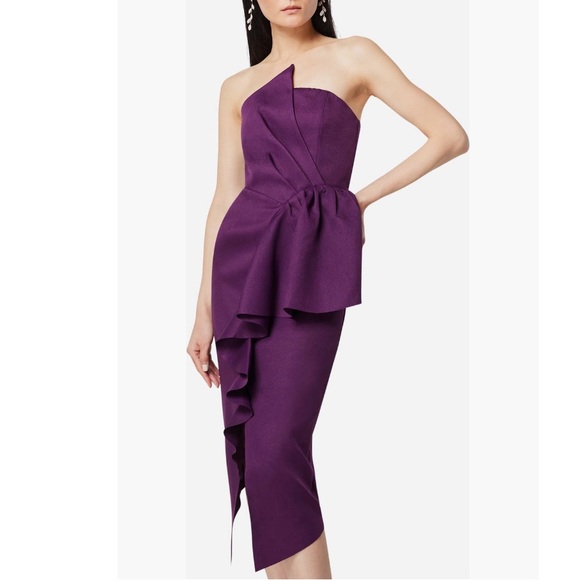 NEW Elliatt Reception Cascade Ruffle Strapless Dress in Purple, Size L $170 - Picture 1 of 15
